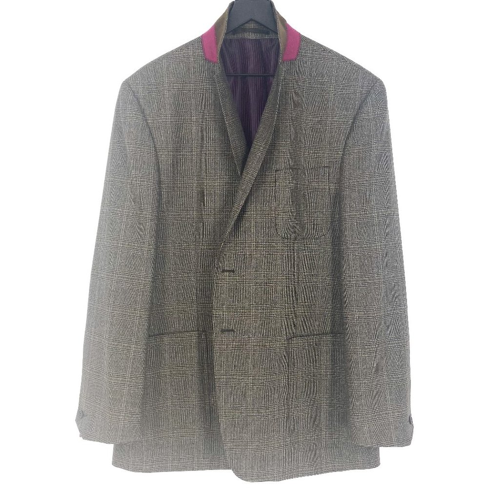 DANIEL HECHTER PARIS Multi Blend Pattern Wool Tan Purple Sports Jacket Size 54R